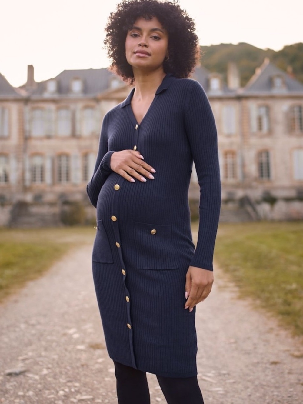 Seraphine Navy Blue Maternity Knitted Dress Size 4